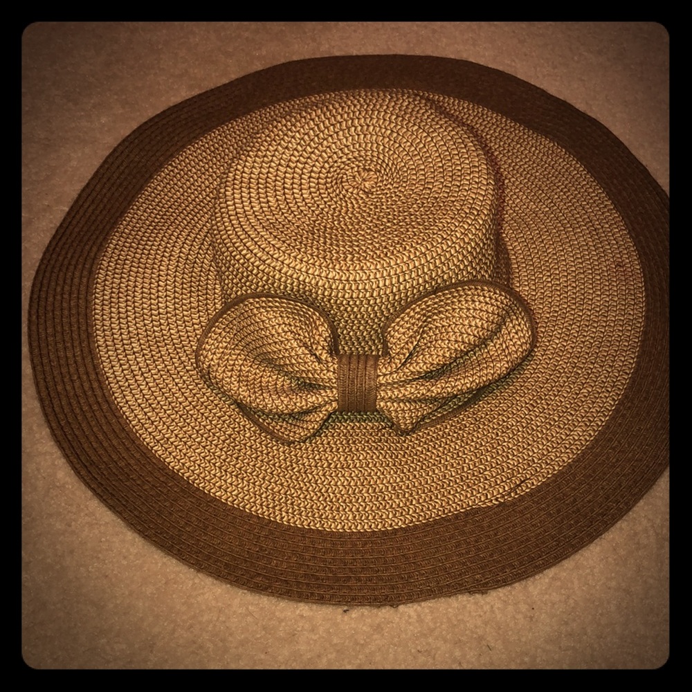 Brown Paper Sun Hat with Bow